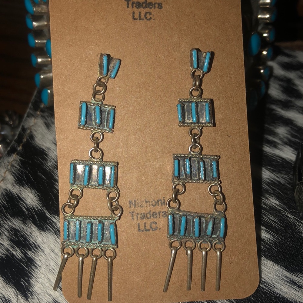 Native American made Zuni dangle earrings